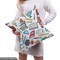 Ambesonne Science Fabric by the Yard, Elementary Theme Student Supplies Globe Paints and Brushes Books, Decorative Fabric for Upholstery and Home Accents, 1 Yard, Blue Red